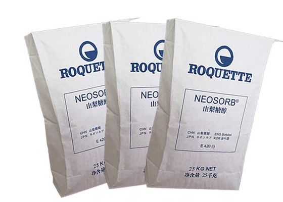 أكياس صمام لصق الطعام الصف تغليف صحي أبيض أكياس الورق المسطح السفلي البني