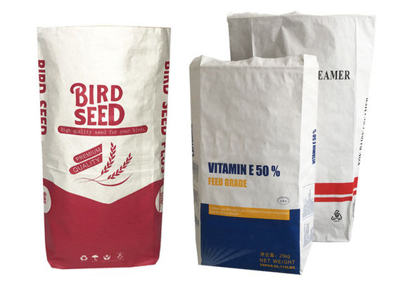 Multiwall 25kgs Kraft Brown Paper Bags 2 طبقات / 3 طبقات