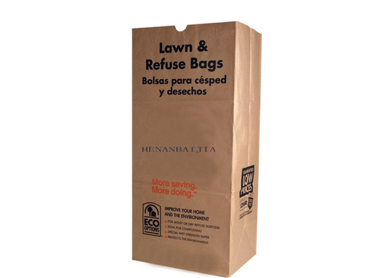 رفض العشب Multiwall Kraft Lawn Square Bottom Paper Bag 300mm 400mm 900mm